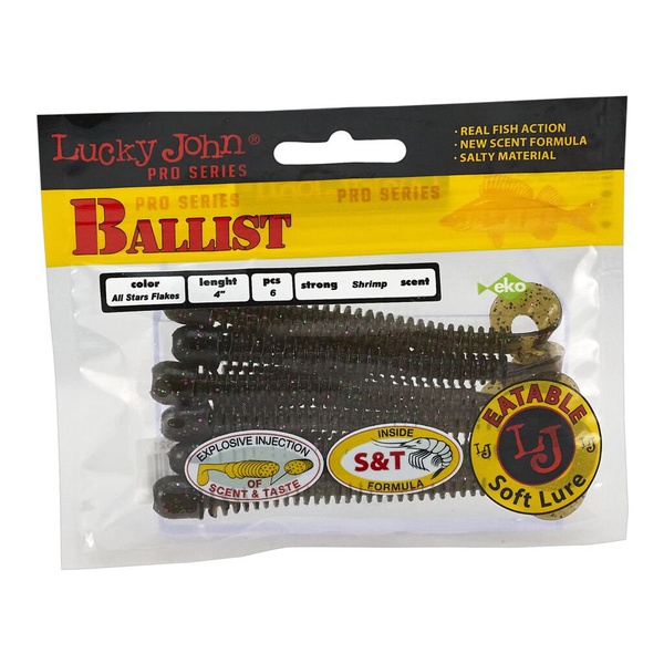 Твистеры съедобные Lucky John Pro Series Ballist 4.0" (10.2см) 6 шт S21