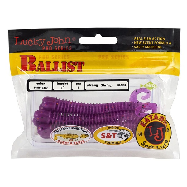 Твистеры съедобные Lucky John Pro Series Ballist 4.0" (10.2см) 6 шт S26