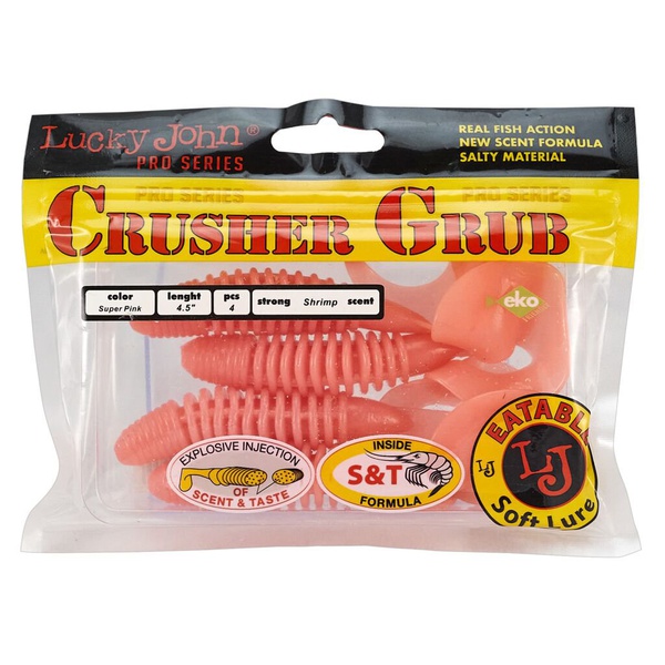 Твистеры съедобные Lucky John Pro Series Crusher Grub 4.5" (11.4см) 4 шт F05