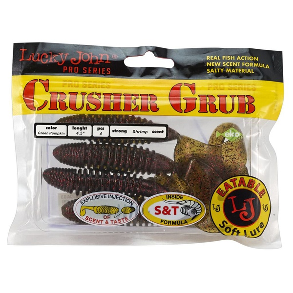Твистеры съедобные Lucky John Pro Series Crusher Grub 4.5" (11.4см) 4 шт PA03