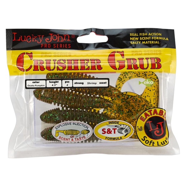Твистеры съедобные Lucky John Pro Series Crusher Grub 4.5" (11.4см) 4 шт PA19