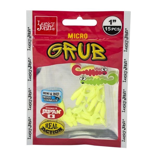Твистеры съедобные Lucky John Pro Series Micro Grub 1.0" (2.5см) 15 шт S88