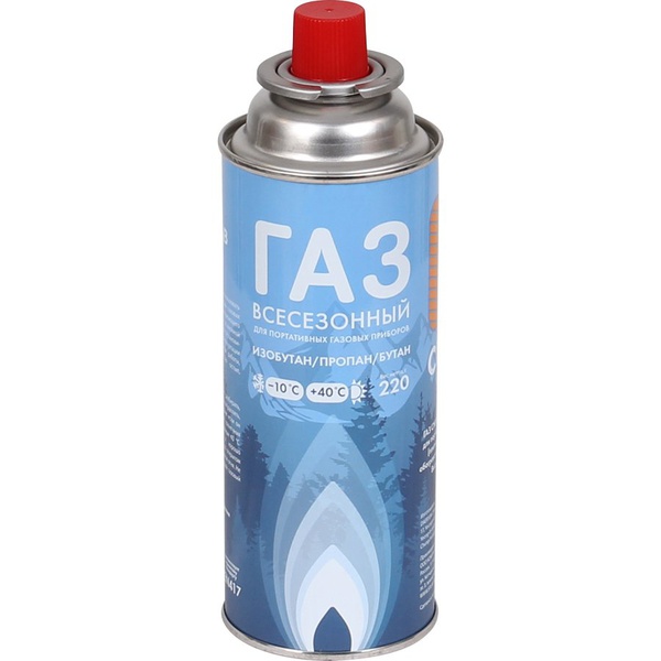 Баллон газовый Сплав цанговый высокий 220 г (всесезонный, Корея)