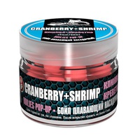 Бойлы насадочные плавающие Sonik Baits Crenberry-Shrimp Fluo Pop-ups 14 мм (90мл) клюква+креветка