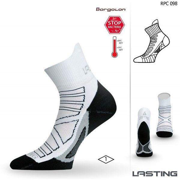 Термоноски Lasting RPC (microfiber+polypropylene) белый с черной подошвой и серой полоской, 098