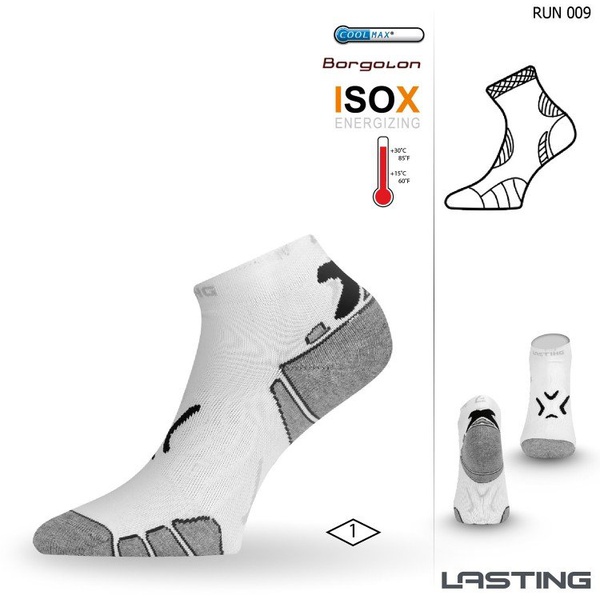 Термоноски Lasting RUN (microfiber+polypropylene) белый с черной полоской, 009