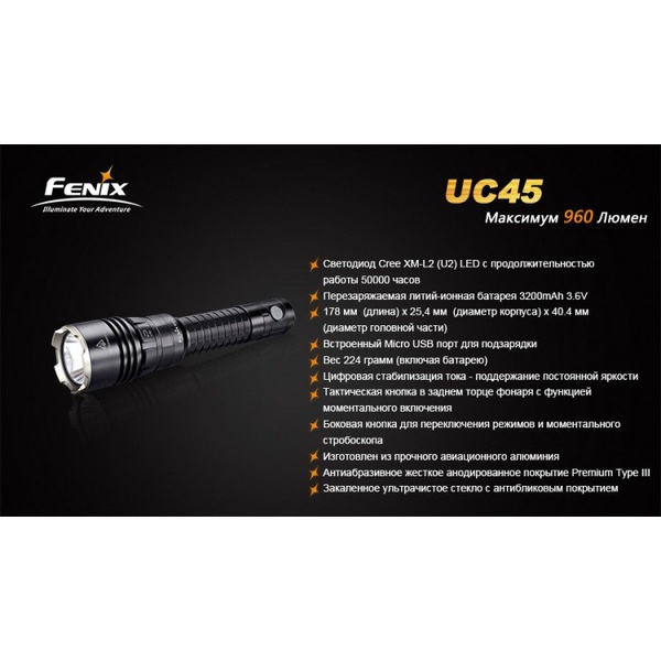 Фонарь Fenix UC45 Cree XM-L2 (U2) LED