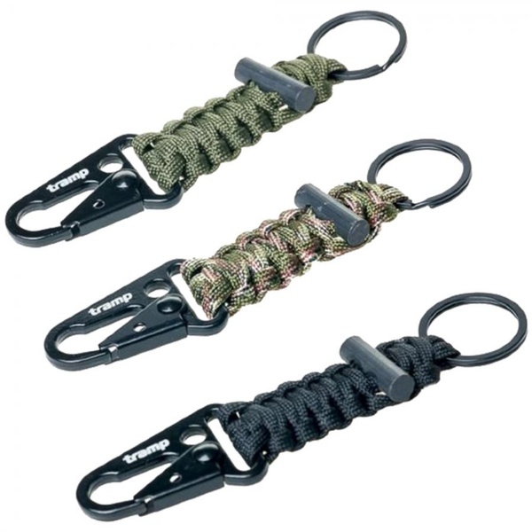 Брелок паракордовый Tramp (карабин/кольцо для ключей/огниво) черный