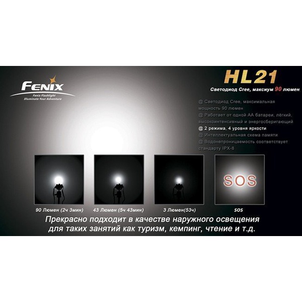 Фонарь налобный Fenix HL21 Cree XP-E LED R2 Желтый