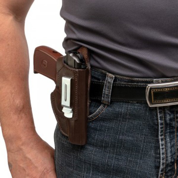 Кобура Helios поясная к ПМ универсальная с пружиной для скрытого ношения(кожа) (HS-ПК-7)