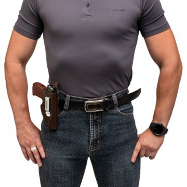 Кобура Helios поясная к ПМ универсальная с пружиной для скрытого ношения(кожа) (HS-ПК-7)