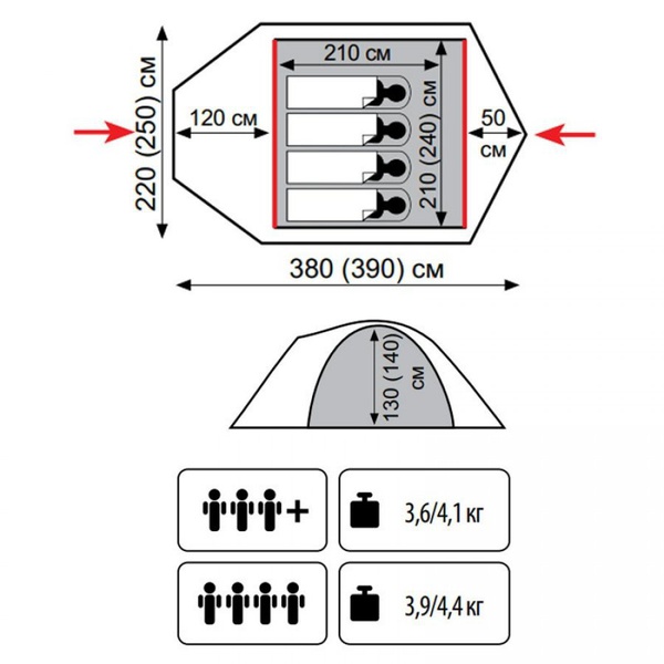 Палатка Tramp Lite Camp 4 зеленый