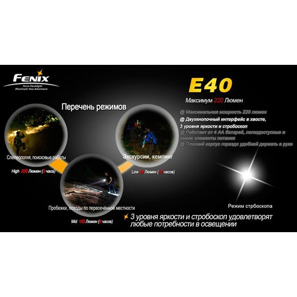 Фонарь Fenix E40 Cree XP-E R4