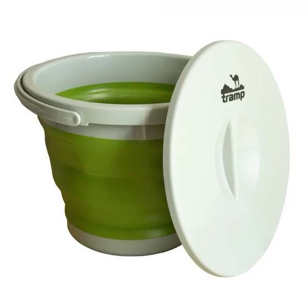 Ведро складное Tramp 5 л (с крышкой, силикон) оливковый