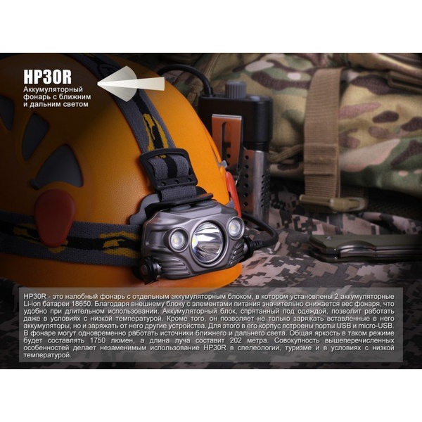 Фонарь налобный Fenix HP30R Cree XM-L2, XP-G2 (R5) Черный
