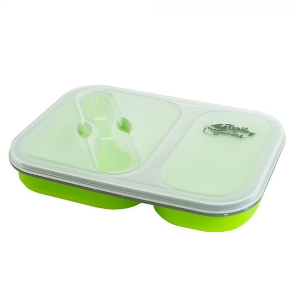 Контейнер складной Tramp 0.9 л (2 отсека, с ловилкой) оливковый