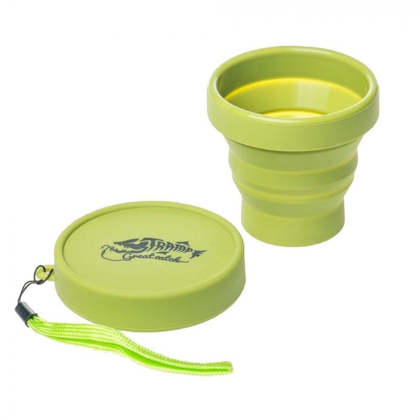 Стакан складной Tramp (с крышкой, силикон) оливковый