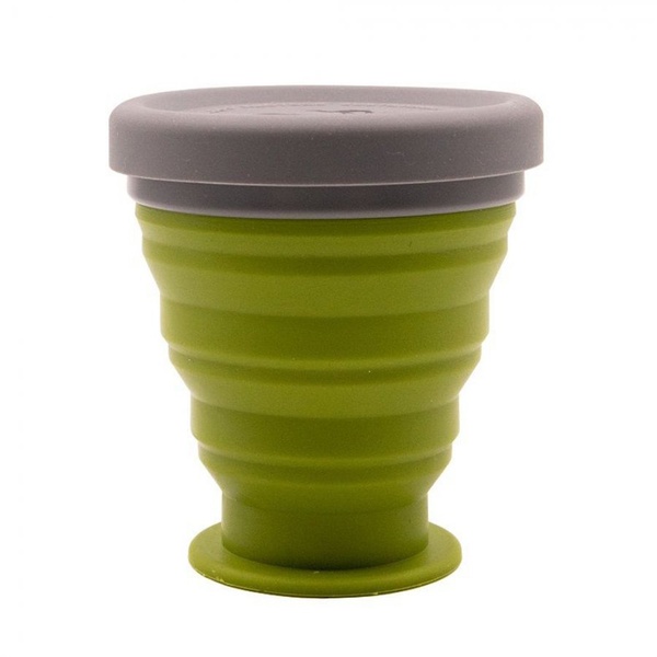 Стакан складной Tramp TRC-126 (с крышкой, силикон, 0.2 л) оливковый