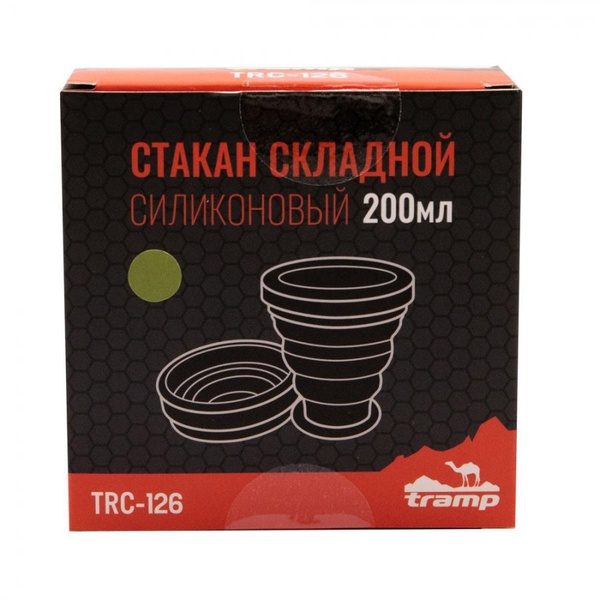 Стакан складной Tramp TRC-126 (с крышкой, силикон, 0.2 л) оливковый