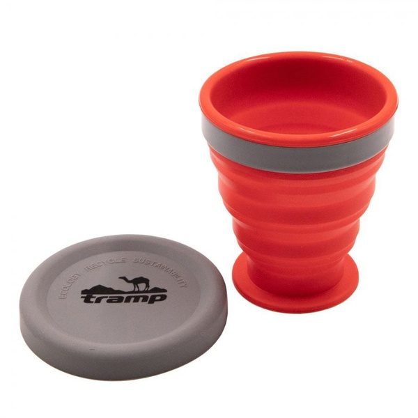 Стакан складной Tramp TRC-126 (с крышкой, силикон, 0.2 л) терракотовый