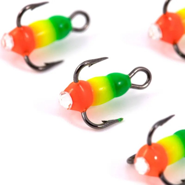 Крючок-тройник Яман Светофор (флюоресц., с глазком, 5 шт) №18