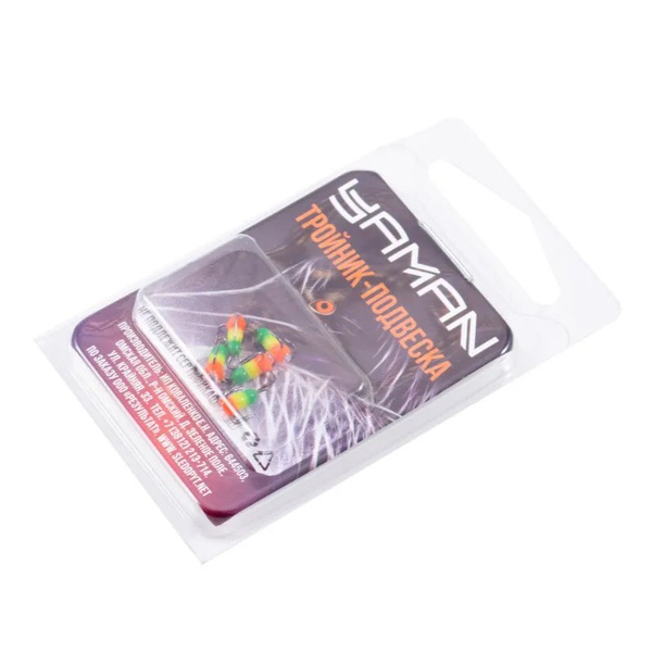 Крючок-тройник Яман Светофор (флюоресц., с глазком, 5 шт) №18