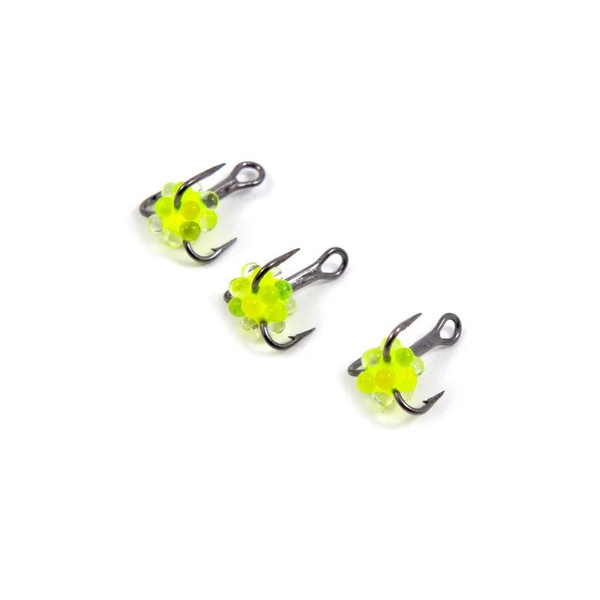 Крючок-тройник Яман (флюоресц., с икринкой, 5 шт) флуоресцентный желтый, №18