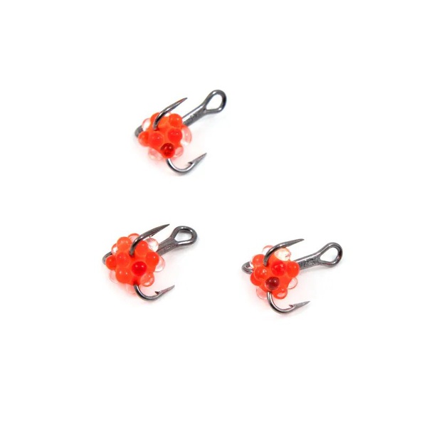 Крючок-тройник Яман (флюоресц., с икринкой, 5 шт) флуоресцентный красный, №18