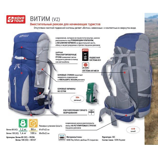 Рюкзак Nova Tour Витим 100 V2 Зелёный