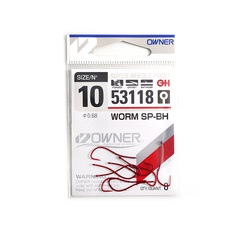 Крючок одинарный Owner Worm SP-BH bloody red №10/8 шт