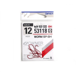 Крючок одинарный Owner Worm SP-BH bloody red №12/9 шт