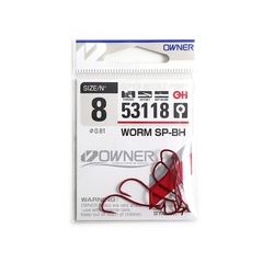 Крючок одинарный Owner Worm SP-BH bloody red №8/7 шт