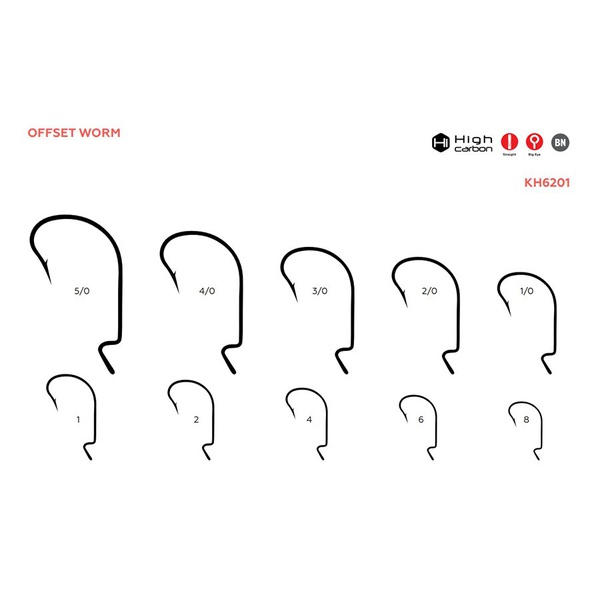 Крючок офсетный KOI Offset Worm (NB, 10 шт) №4/0