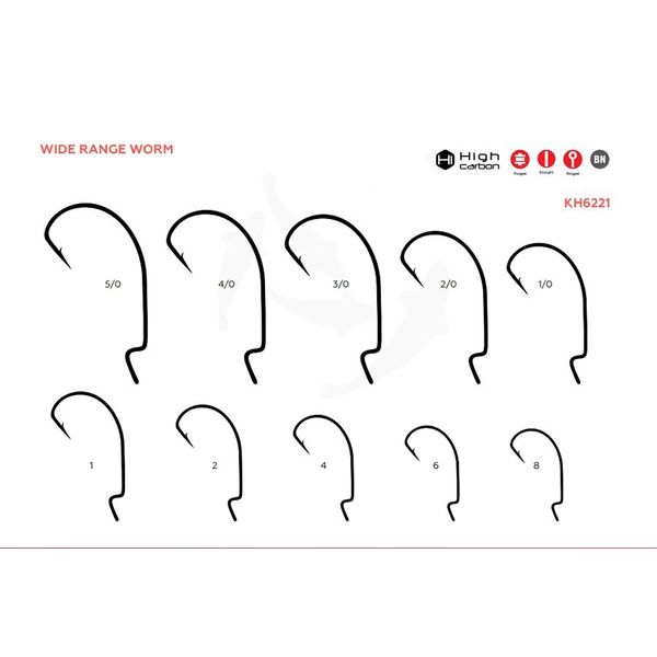Крючок офсетный KOI Wide Range Worm (NB, 10 шт) №2