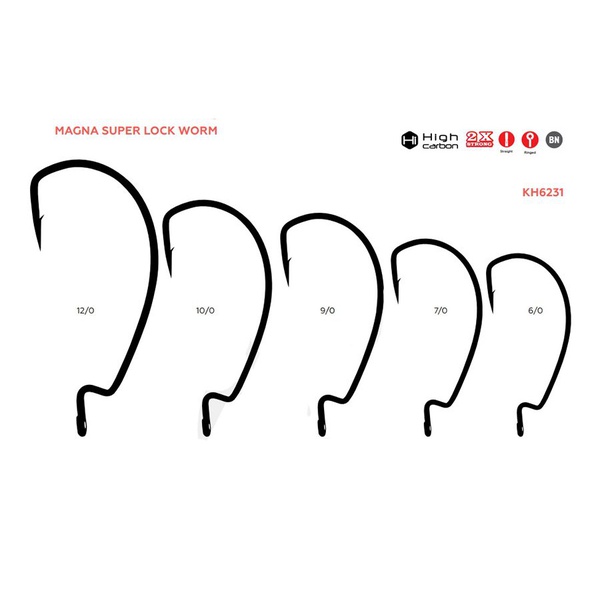 Крючок офсетный KOI Magna Super Lock Worm (NB, 5 шт) №7/0