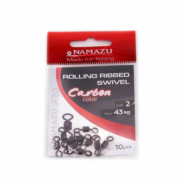 Вертлюг Namazu Pro Rolling Ribbed Swivel (латунь, цв. carbon) р.2 (10 шт)