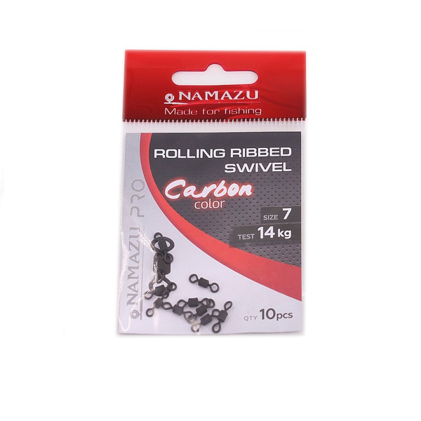 Вертлюг Namazu Pro Rolling Ribbed Swivel (латунь, цв. carbon) р.7 (10 шт)