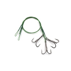 Поводок Namazu Leader 1х7 Nylon Coated Green (с тройным крючком 35647 Round Be Treble, 3 шт.) d-0,33 мм, 20 см