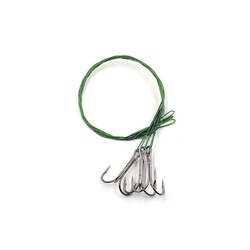 Поводок Namazu Leader 1х7 Nylon Coated Green (с тройным крючком 35647 Round Be Treble, 3 шт.) d-0,33 мм, 30 см