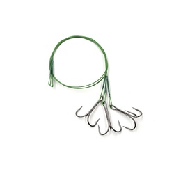 Поводок Namazu Leader 1х7 Nylon Coated Green (с тройным крючком 35647 Round Be Treble, 3 шт.) d-0,39 мм, 30 см