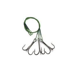 Поводок Namazu Leader 1х7 Nylon Coated Green (с тройным крючком 35647 Round Be Treble, 3 шт.) d-0,42 мм, 20 см