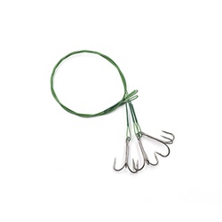 Поводок Namazu Leader 1х7 Nylon Coated Green (с тройным крючком 35647 Round Be Treble, 3 шт.) d-0,42 мм, 40 см