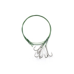 Поводок Namazu Leader 1х7 Nylon Coated Green (с тройным крючком 35647 Round Be Treble, 3 шт.) d-0,48 мм, 50 см