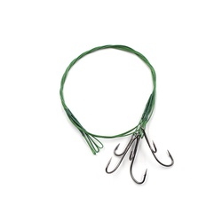 Поводок Namazu Leader 1х7 Nylon Coated Green (с живцовым крючком 4715 Double Ryder, 3 шт.) d-0,33 мм, 30 см