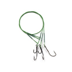 Поводок Namazu Leader 1х7 Nylon Coated Green (с живцовым крючком 4715 Double Ryder, 3 шт.) d-0,39 мм, 30 см