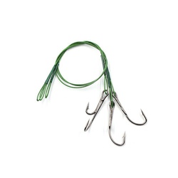 Поводок Namazu Leader 1х7 Nylon Coated Green (с живцовым крючком 4715 Double Ryder, 3 шт.) d-0,42 мм, 20 см