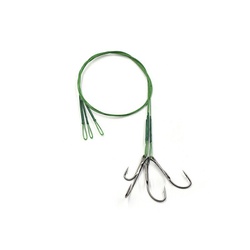 Поводок Namazu Leader 1х7 Nylon Coated Green (с живцовым крючком 4715 Double Ryder, 3 шт.) d-0,42 мм, 30 см