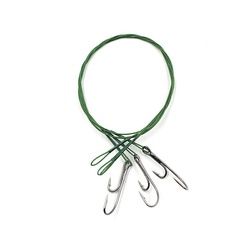 Поводок Namazu Leader 1х7 Nylon Coated Green (с живцовым крючком 4715 Double Ryder, 3 шт.) d-0,48 мм, 40 см