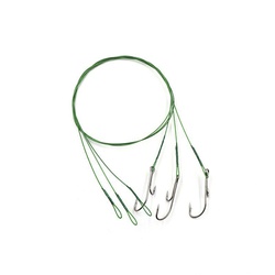 Поводок Namazu Leader 1х7 Nylon Coated Green (с живцовым крючком 4715 Double Ryder, 3 шт.) d-0,48 мм, 50 см