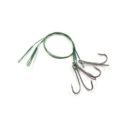 Поводок Namazu Leader 1х7 Nylon Coated Green (с двойным крючком 7826 Double, 3 шт.) d-0,33 мм, 20 см